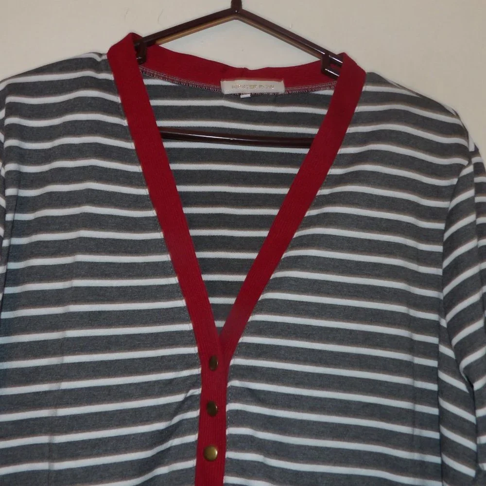 Hipster Rown Gray White Red Many Snaps Cardigan Sz 2XL - Picture 2 of 6